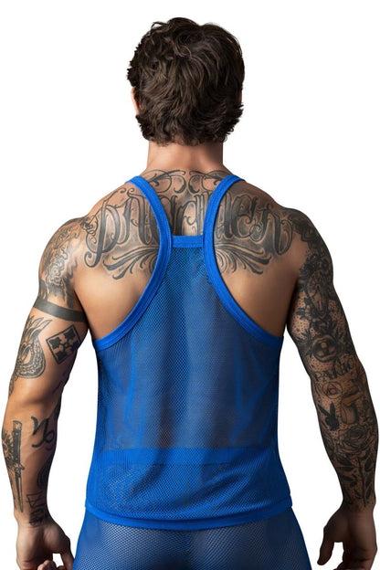 Male Power Men's Underwear 110-11C Fishnet 2 Tank Top Color Royal