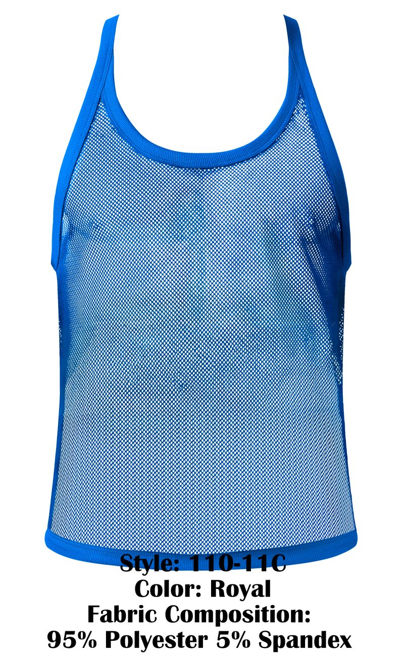 Male Power Men's Underwear 110-11C Fishnet 2 Tank Top Color Royal