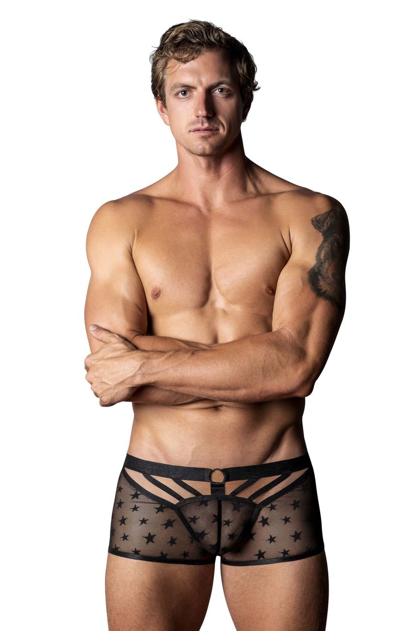 Male Power Men's Underwear 122-291 Love Star Short with Ring Color Black