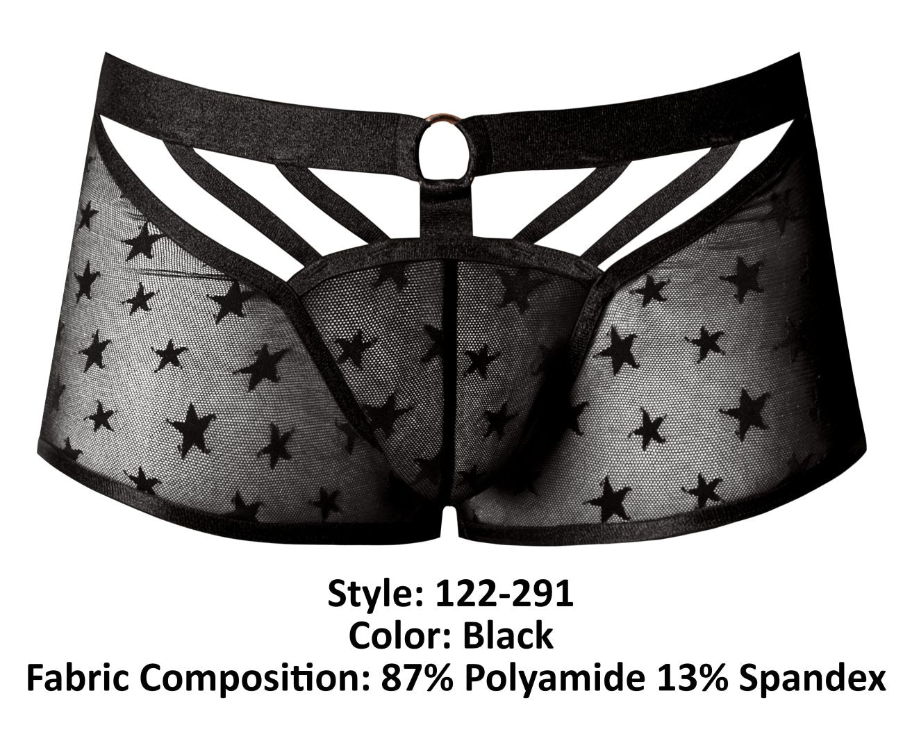 Male Power Men's Underwear 122-291 Love Star Short with Ring Color Black