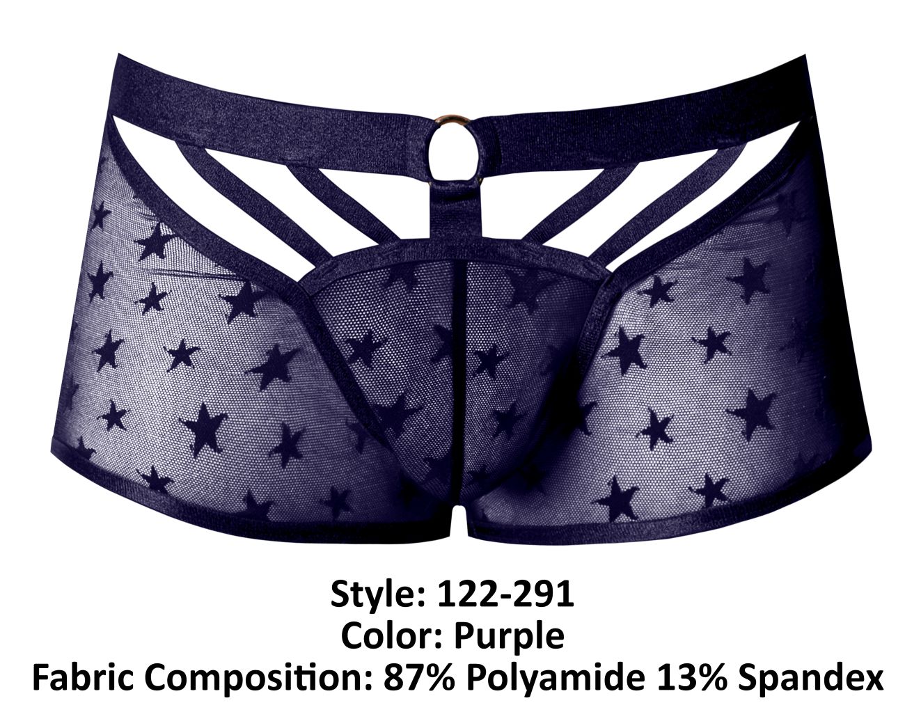 Male Power Men's Underwear 122-291 Love Star Short with Ring Color Purple