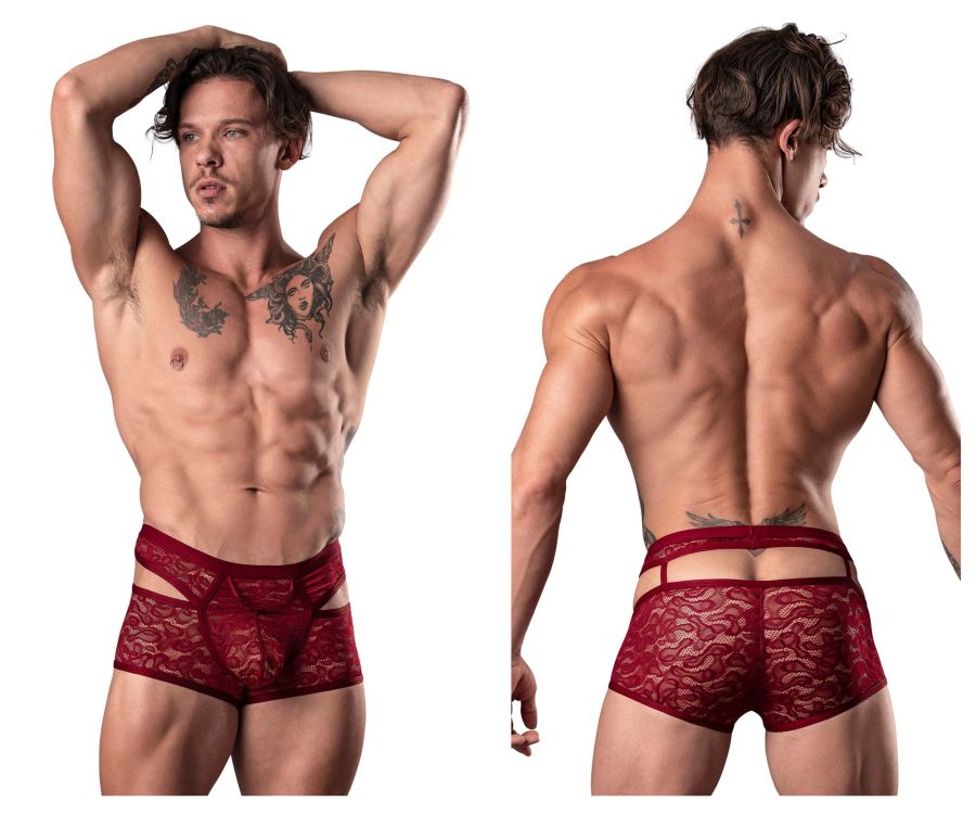 Male Power Men's Underwear 126-289 Lucifer Cut Out Short Color Burgundy