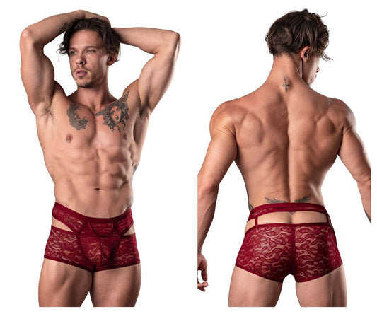 Male Power Men's Underwear 126-289 Lucifer Cut Out Short Color Burgundy