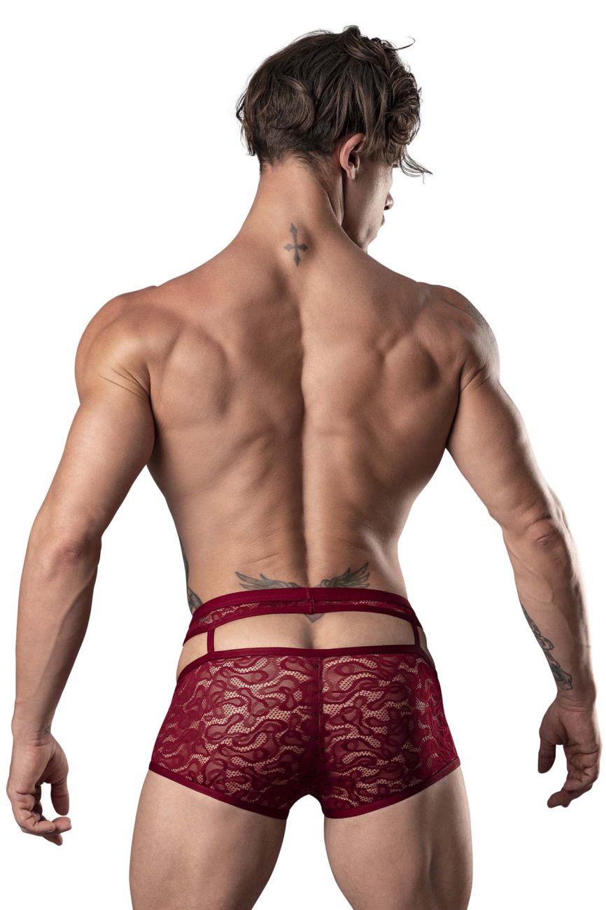 Male Power Men's Underwear 126-289 Lucifer Cut Out Short Color Burgundy