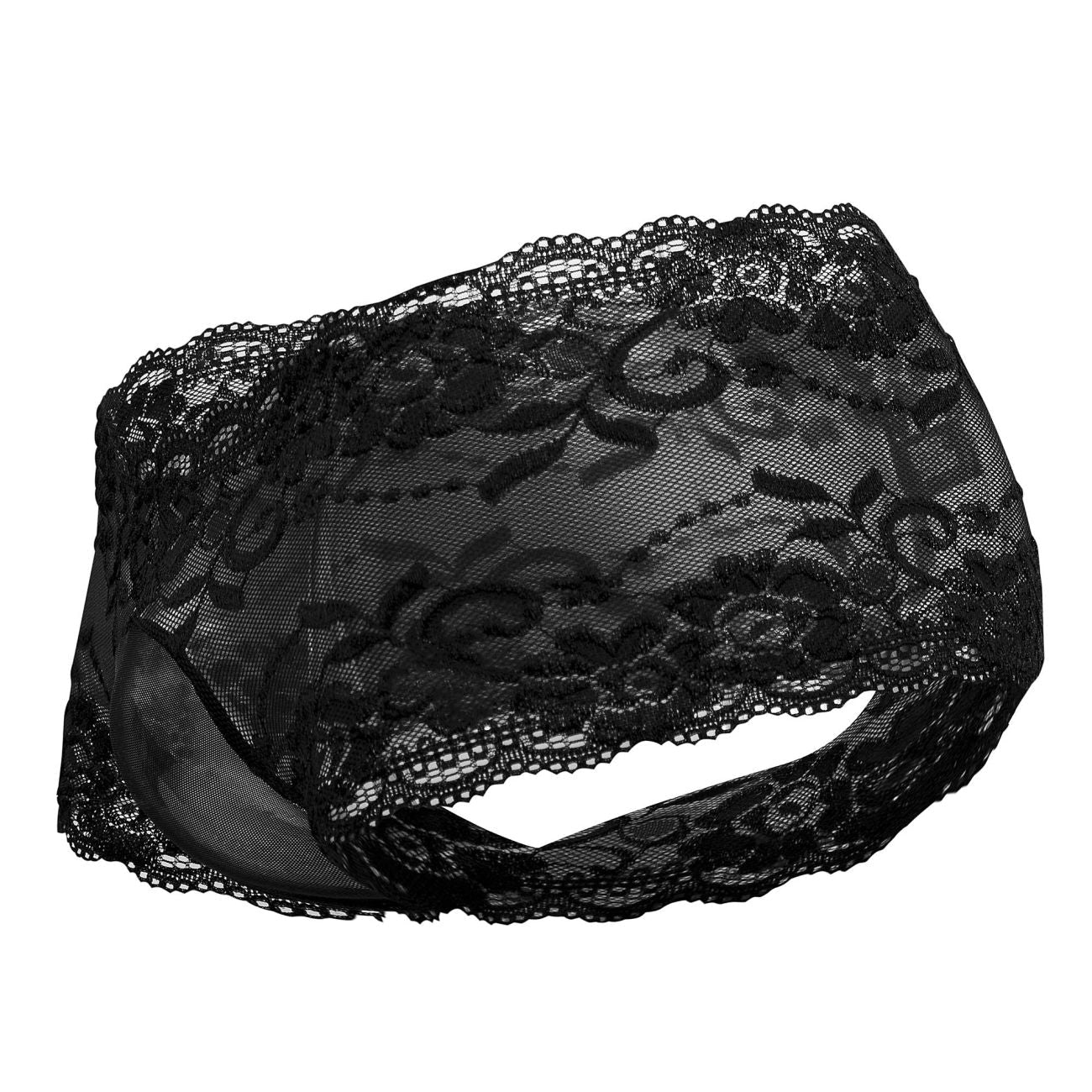 Male Power Men's Underwear 127-280 Sassy Lace Mini Short Sheer Pouch Color Black
