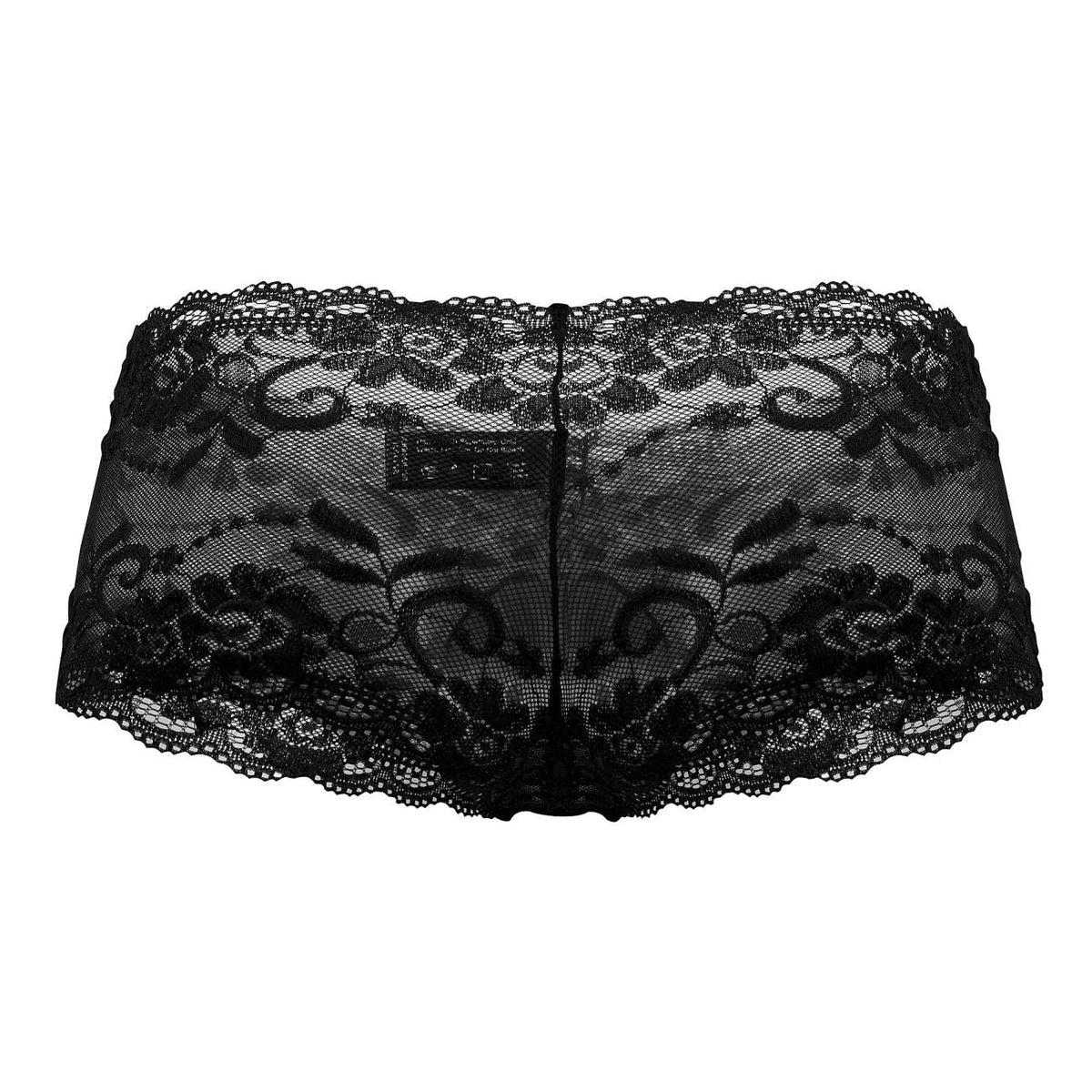Male Power Sassy Lace Mini Short Sheer Pouch - Black