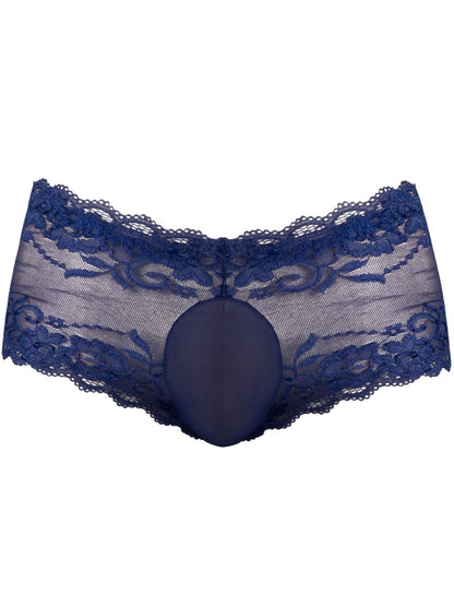Male Power Men's Underwear 127-280 Sassy Lace Mini Short Sheer Pouch Color Navy