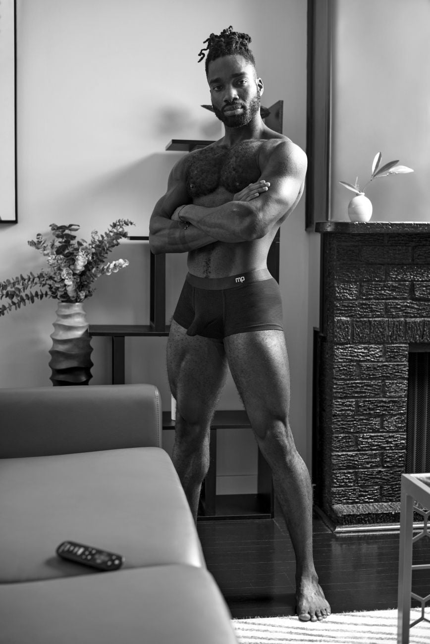 Male Power Men's Underwear 129-281 Easy Breezy Mini Short with Sleeve Color Black