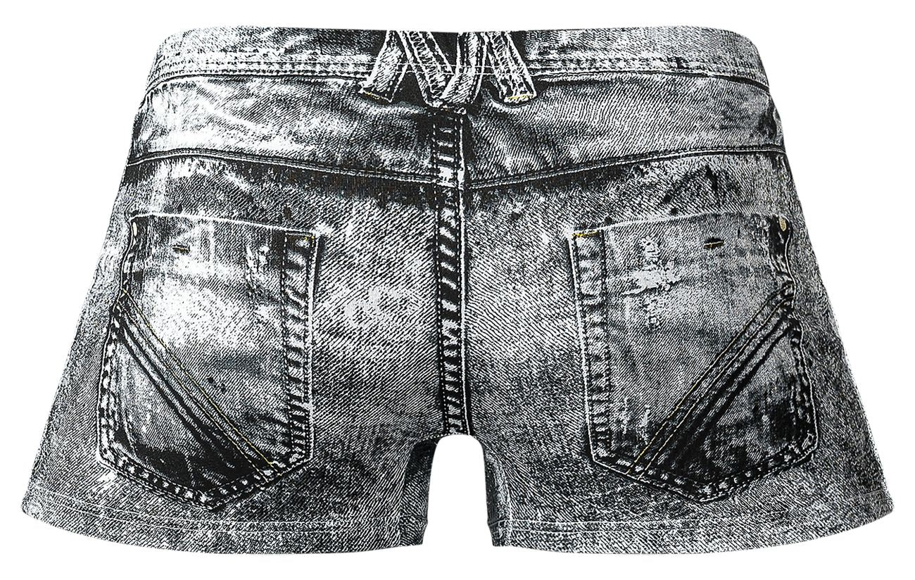Male Power Men's Underwear 145-286 Dirty Denim Mini Short Color Denim Print