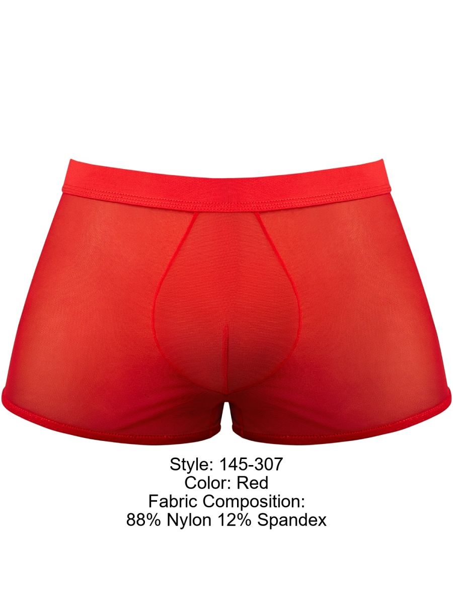 Male Power Men's Underwear 145-307 Mesh 2 Mini Short Trunks Color Red