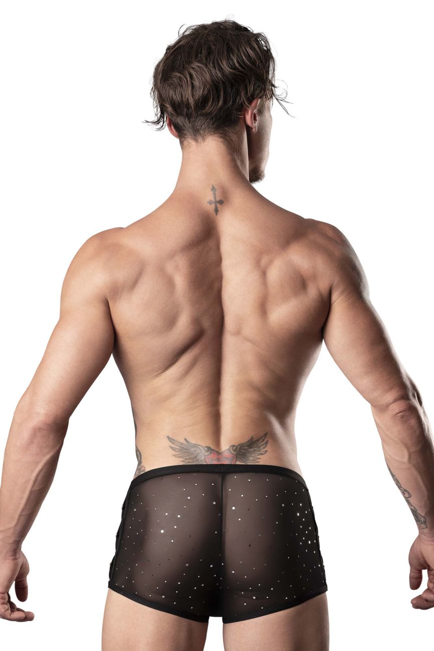 Male Power Show Stopper Mini Short - Silver Mesh Dot