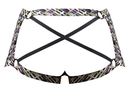 Male Power Men's Underwear 148-303 Gridlocked Strappy Back Short Color Printed