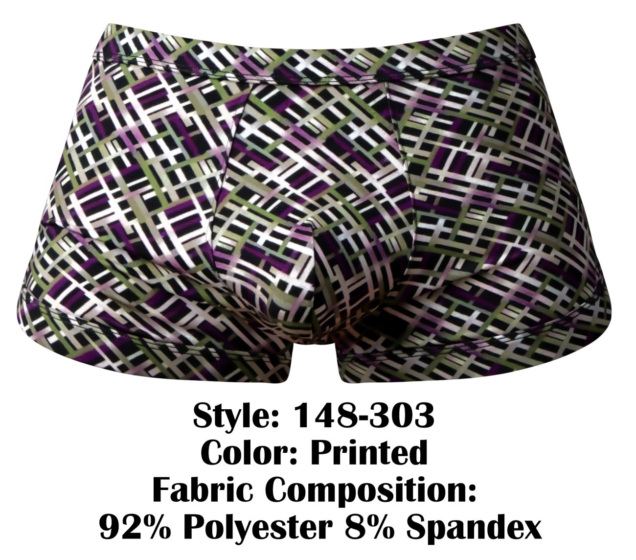 Male Power Men's Underwear 148-303 Gridlocked Strappy Back Short Color Printed