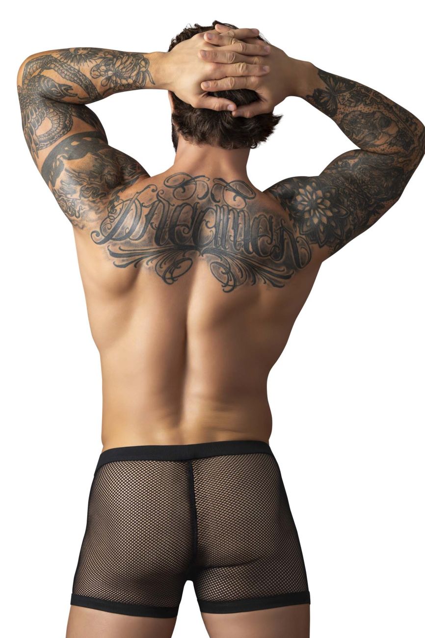 Male Power Men's Underwear 152-11C Fishnet 2 Pouch Short Color Black