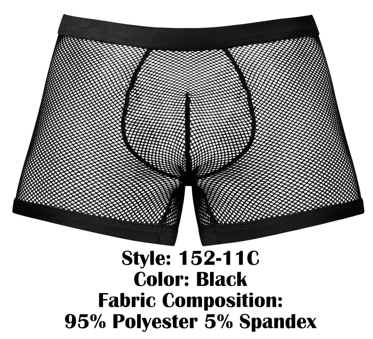 Male Power Men's Underwear 152-11C Fishnet 2 Pouch Short Color Black