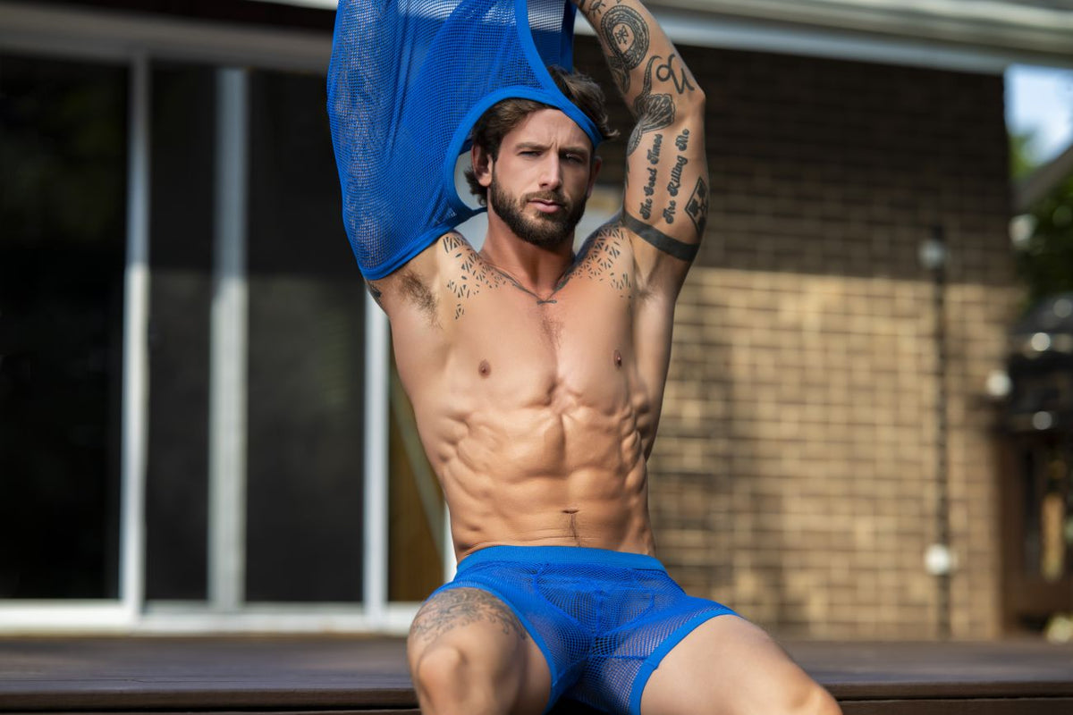 Male Power - Fishnet 2 Pouch Short - Royal