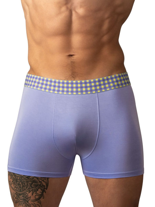 Male Power Men's Underwear 161-306 So Comfy Gingham Boxer Brief in Purple Color Purple