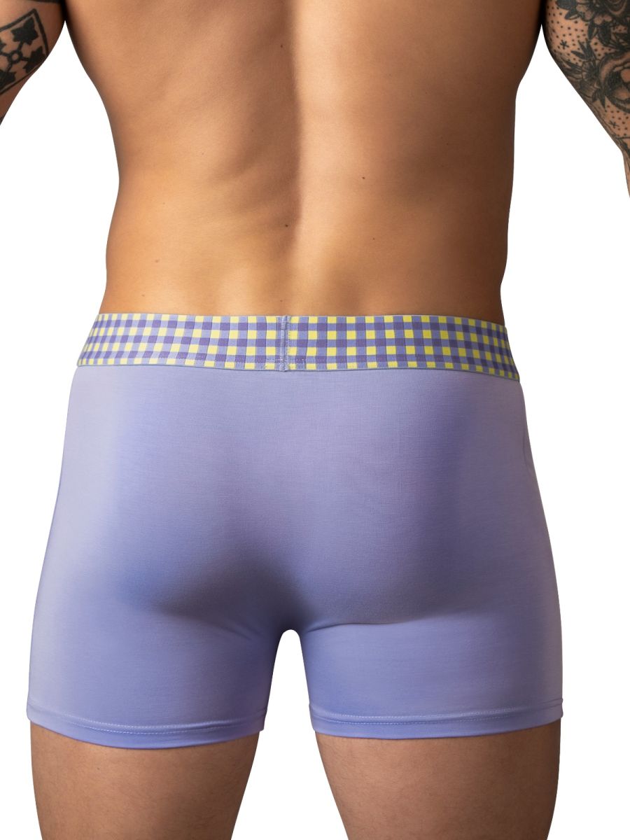Male Power So Comfy Gingham Boxer Brief in Purple - Purple