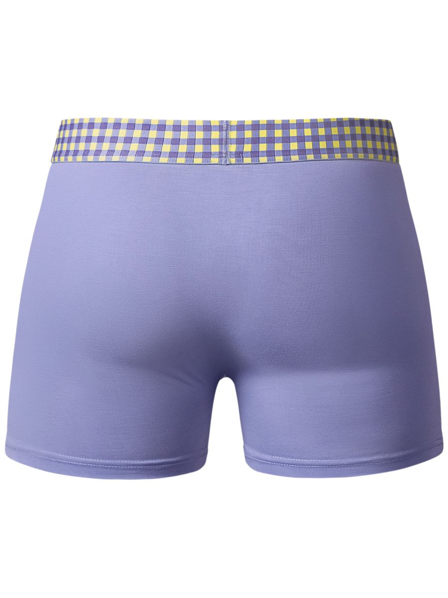 Male Power Men's Underwear 161-306 So Comfy Gingham Boxer Brief in Purple Color Purple