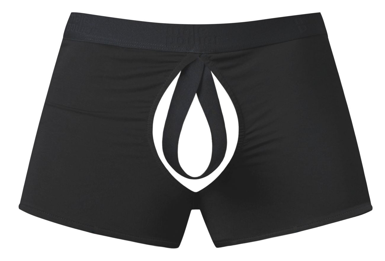 Male Power Men's Underwear 162-304 Open Ended Moonshine Short Open Front Elastic Cock Ring Color Black