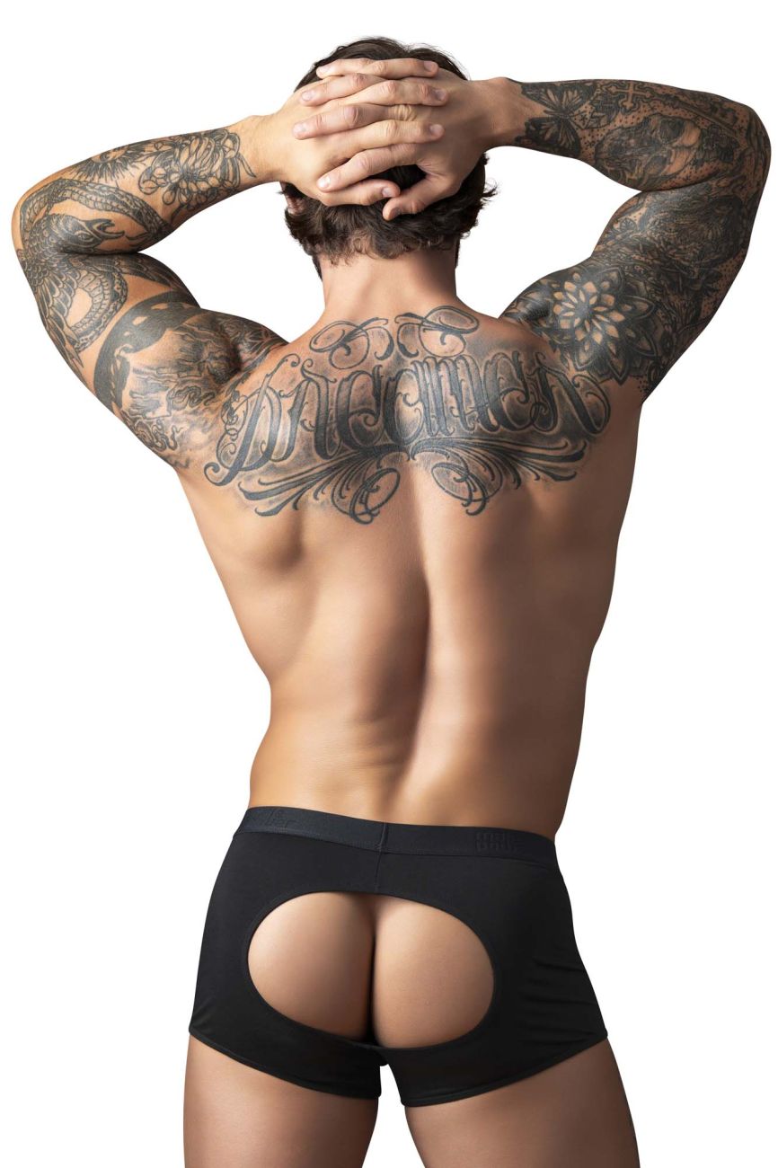 Male Power Men's Underwear 162-304 Open Ended Moonshine Short Open Front Elastic Cock Ring Color Black