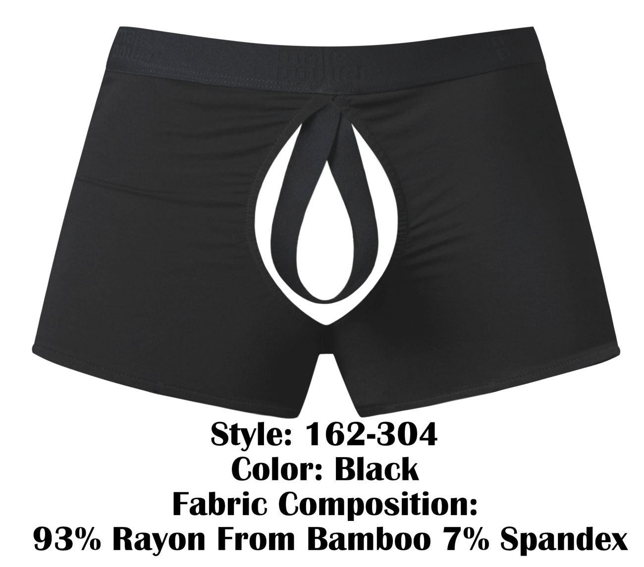 Male Power Men's Underwear 162-304 Open Ended Moonshine Short Open Front Elastic Cock Ring Color Black