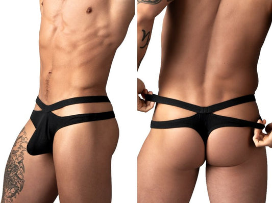 Male Power Men's Underwear 237-308 Eco Cozy Cutout Thong Color Black