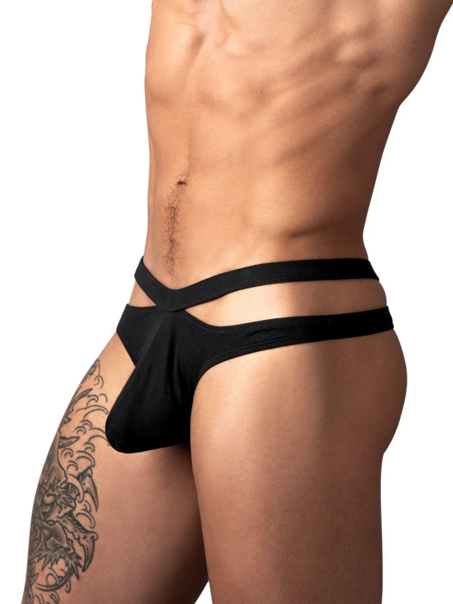 Male Power Men's Underwear 237-308 Eco Cozy Cutout Thong Color Black