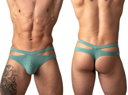 Male Power Men's Underwear 237-308 Eco Cozy Cutout Thong Color Green