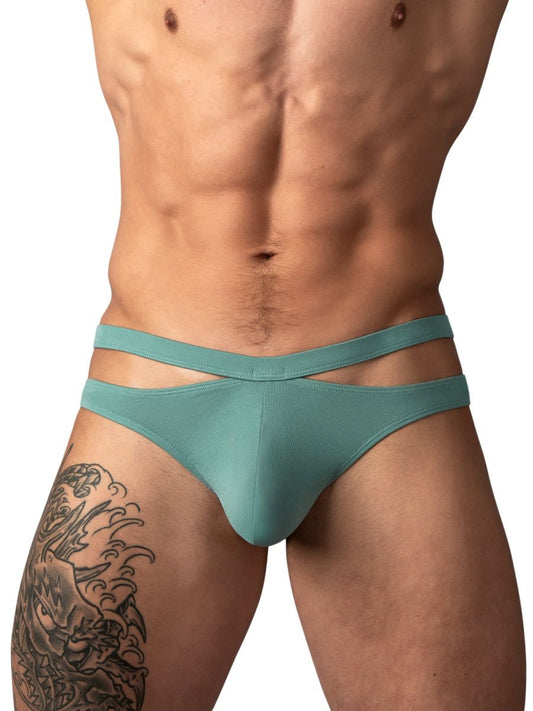 Male Power Men's Underwear 237-308 Eco Cozy Cutout Thong Color Green