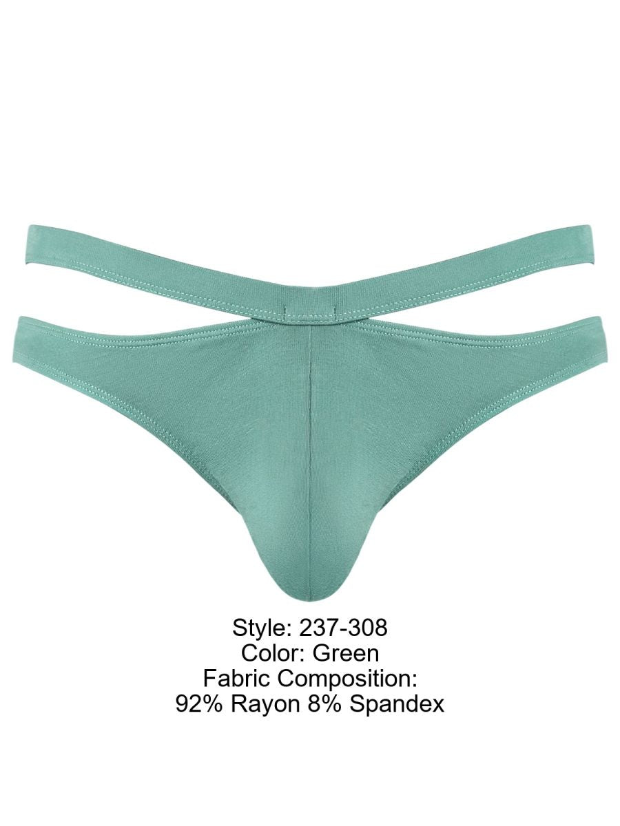 Male Power Men's Underwear 237-308 Eco Cozy Cutout Thong Color Green