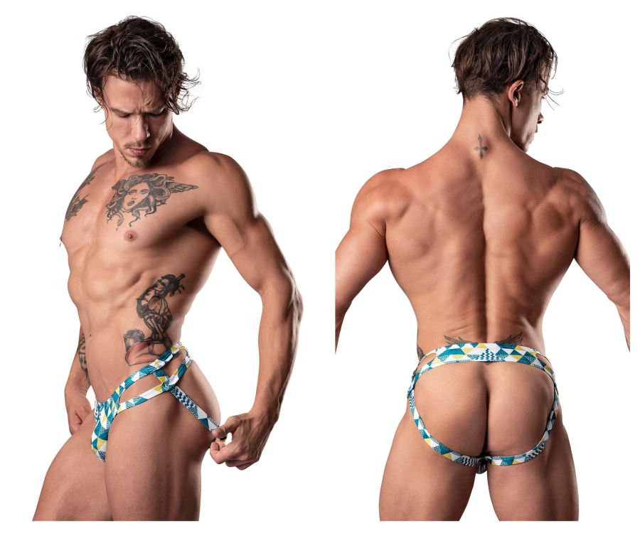 Male Power Men's Underwear 302-292 Cut It Out Cut Out Moonshine Color Blue-Green-White