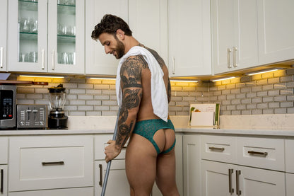 Male Power Men's Underwear 330-305 Ripple Moon Jockstrap Color Teal