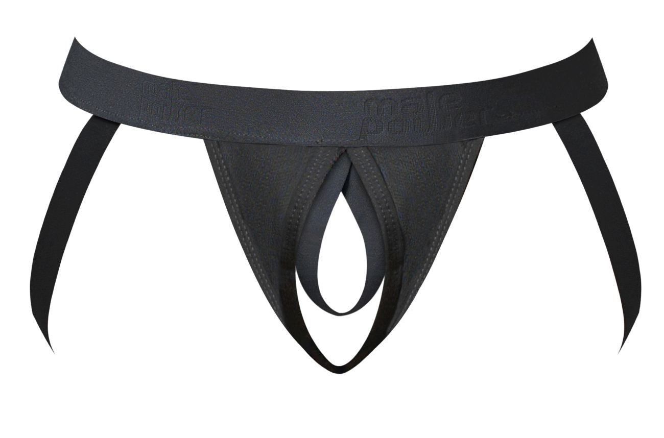 Male Power Men's Underwear 348-304 Open Ended Jock Open Front Elastic Cock Ring Color Black