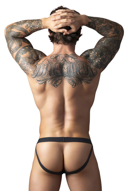 Male Power Men's Underwear 348-304 Open Ended Jock Open Front Elastic Cock Ring Color Black