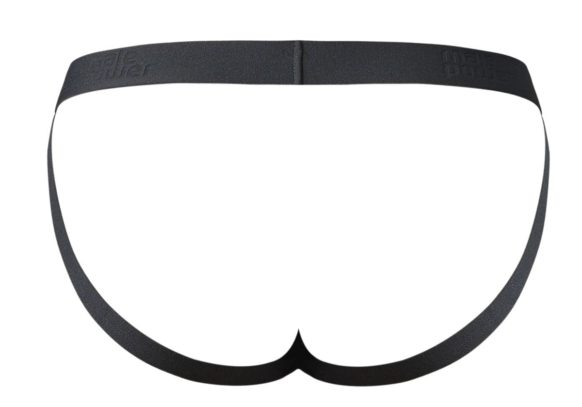 Male Power Open Ended Jock Open Front Elastic Cock Ring - Black