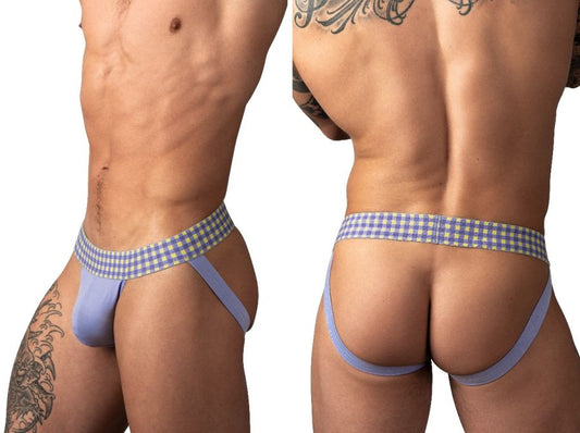 Male Power Men's Underwear 350-306 So Comfy Gingham Jockstrap in Purple Color Purple