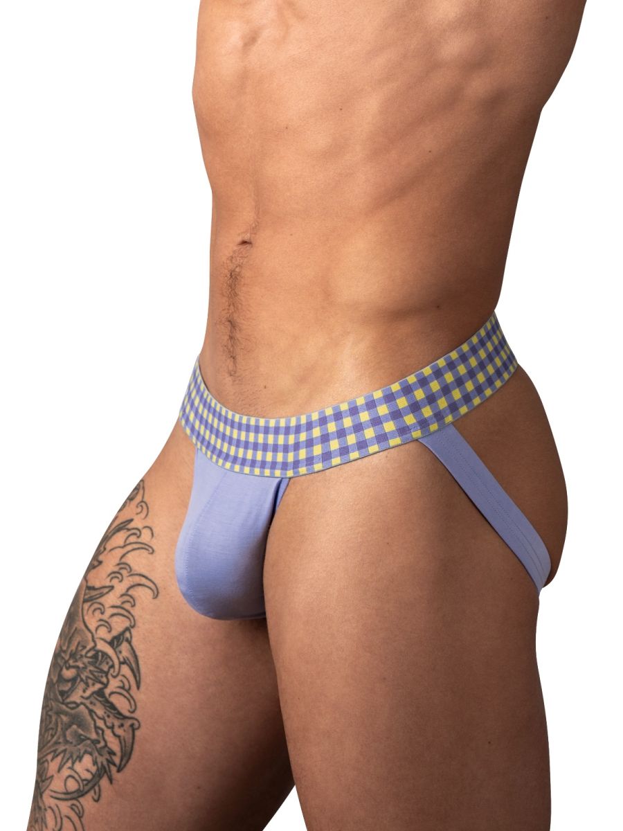 Male Power Men's Underwear 350-306 So Comfy Gingham Jockstrap in Purple Color Purple
