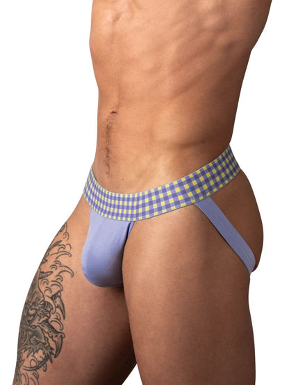 Male Power Men's Underwear 350-306 So Comfy Gingham Jockstrap in Purple Color Purple