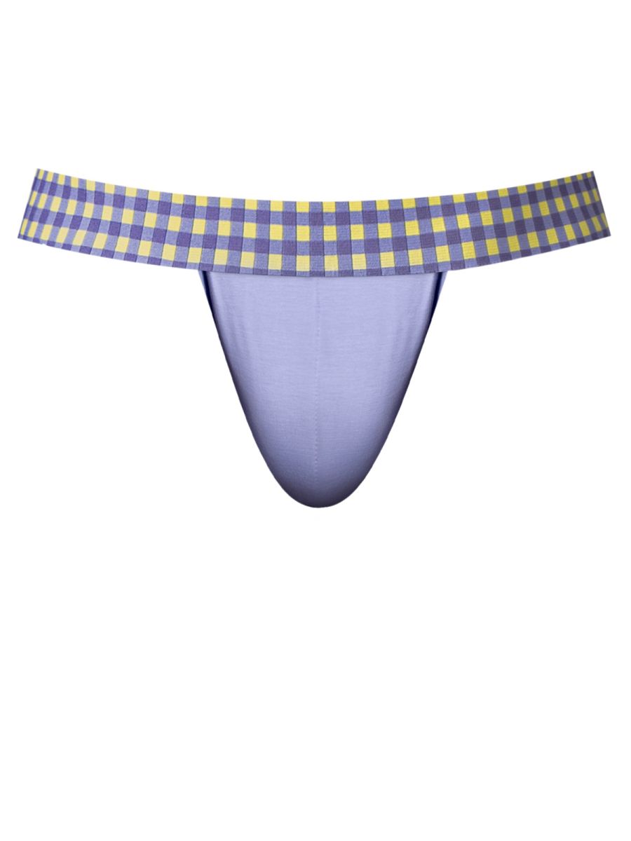 Male Power Men's Underwear 350-306 So Comfy Gingham Jockstrap in Purple Color Purple