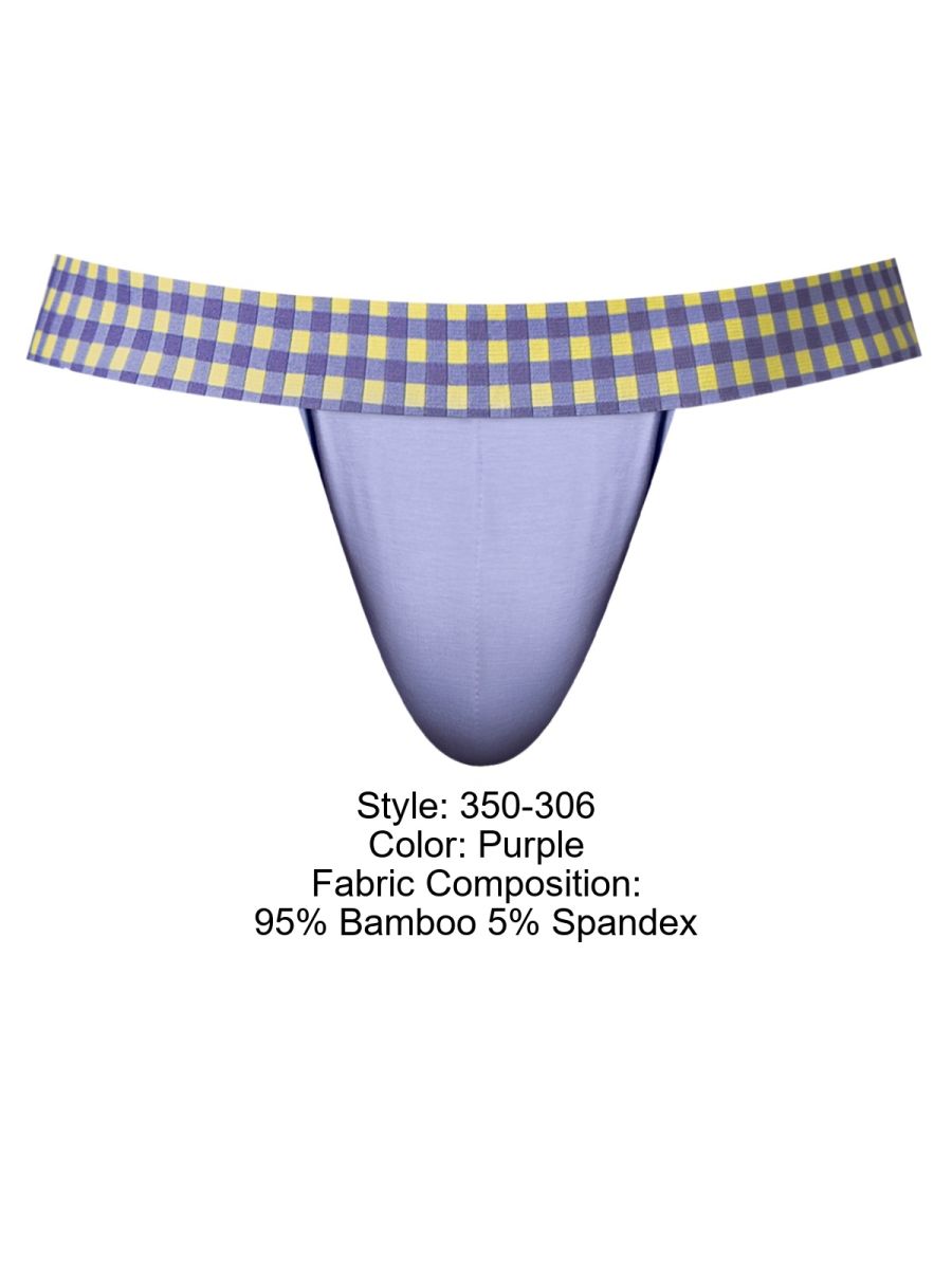 Male Power Men's Underwear 350-306 So Comfy Gingham Jockstrap in Purple Color Purple