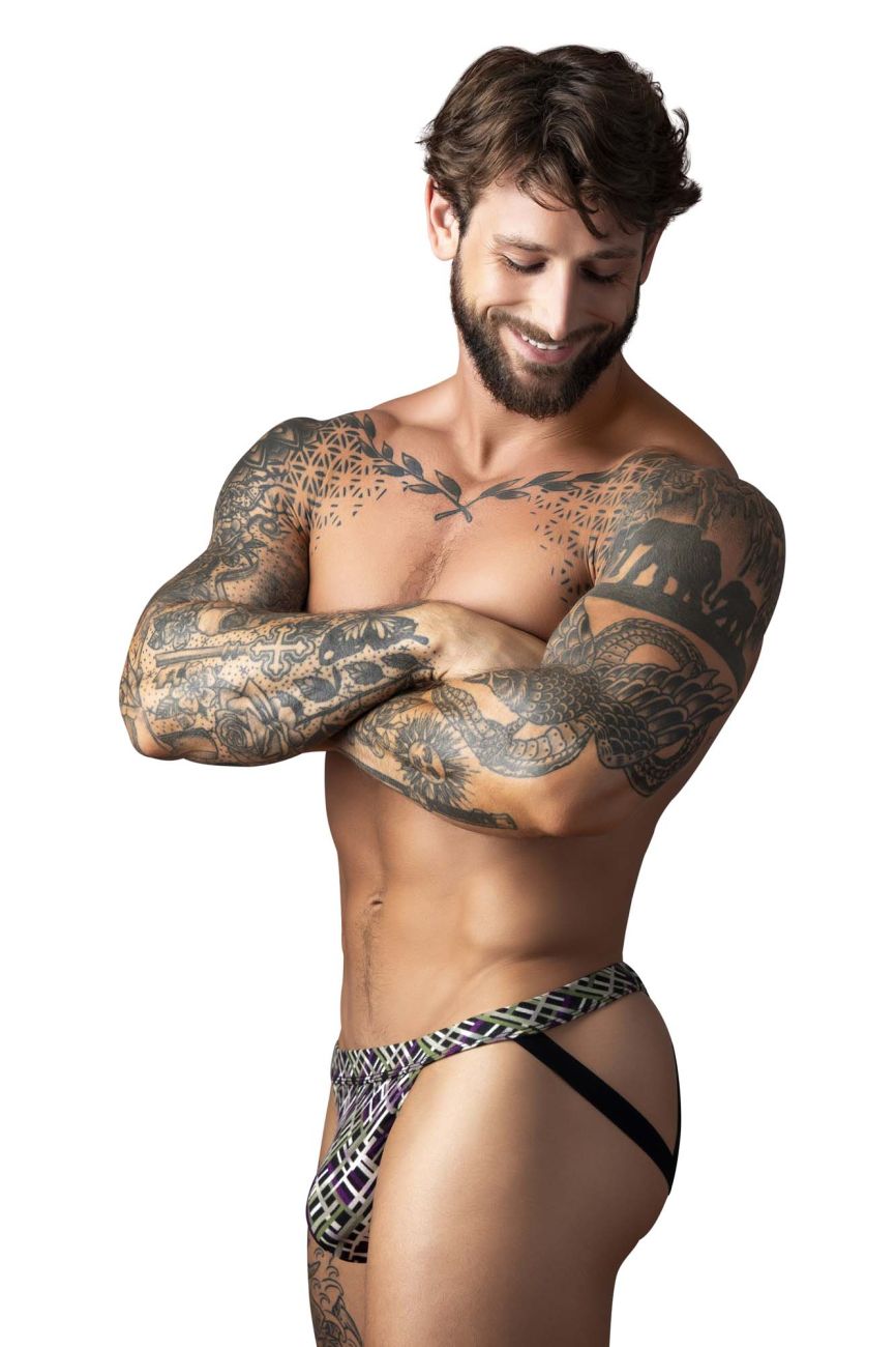 Male Power Gridlocked Strappy Ring Jock - Printed