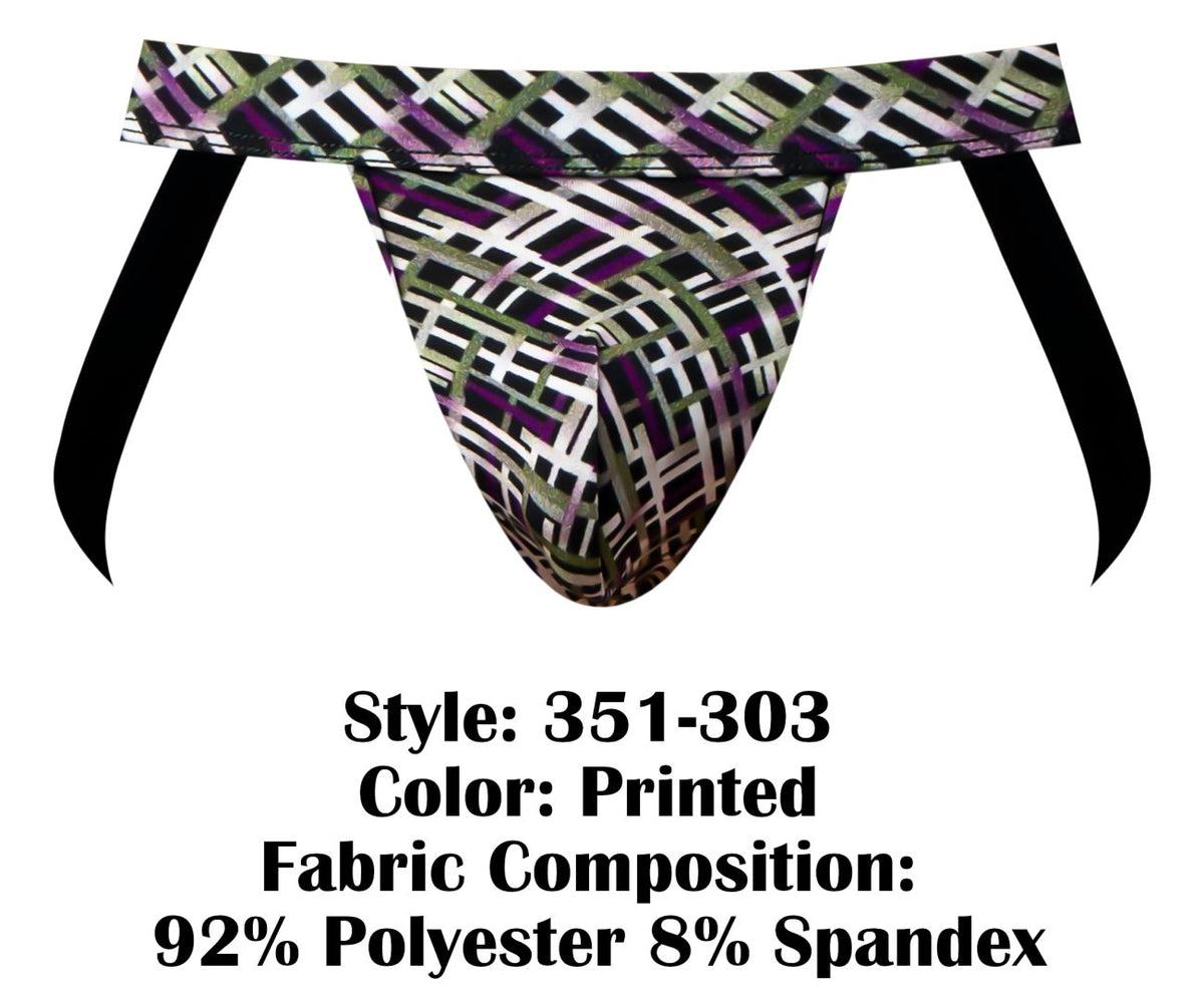 Male Power Gridlocked Strappy Ring Jock - Printed