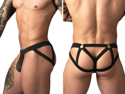 Male Power Men's Underwear 352-307 Mesh 2 Strappy Ring Jockstrap Color Black