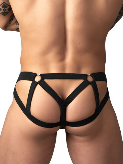 Male Power Men's Underwear 352-307 Mesh 2 Strappy Ring Jockstrap Color Black