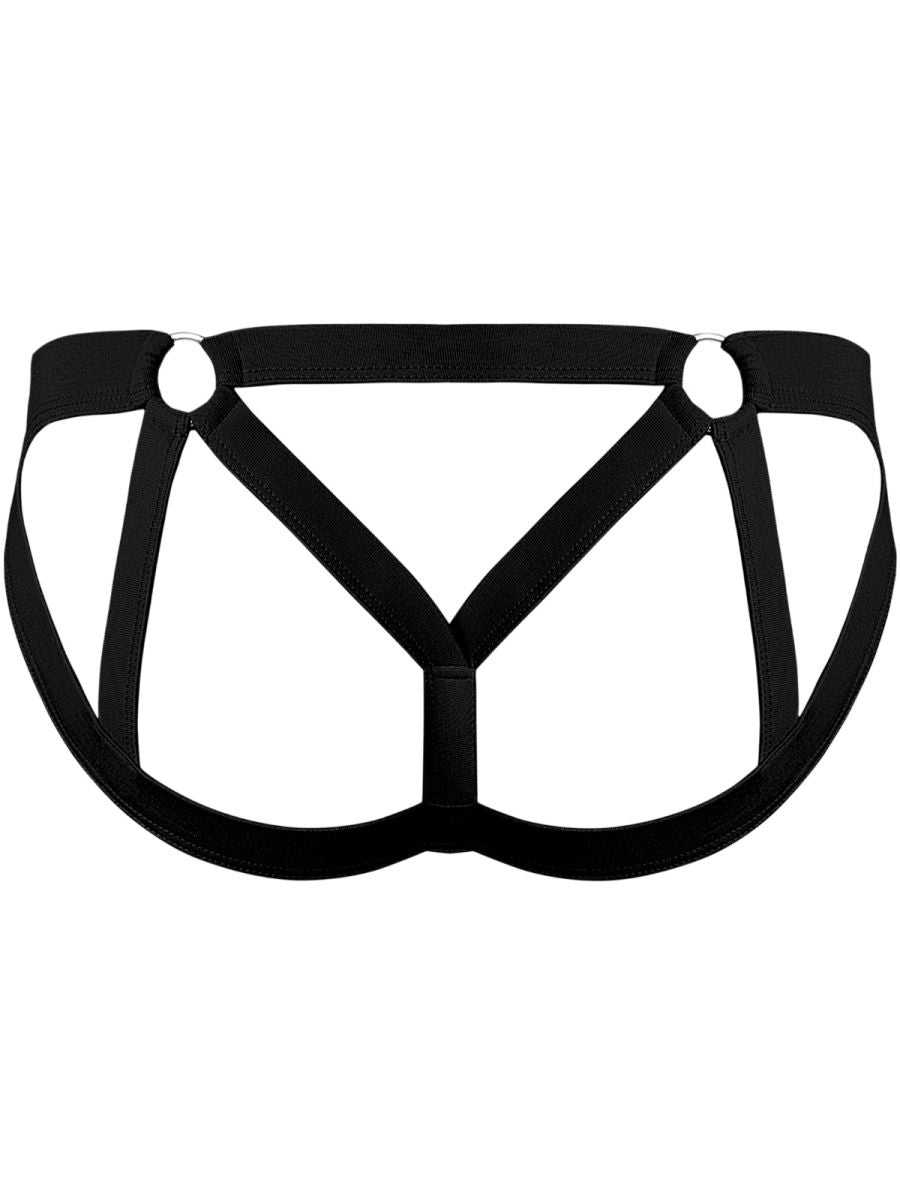 Male Power Men's Underwear 352-307 Mesh 2 Strappy Ring Jockstrap Color Black