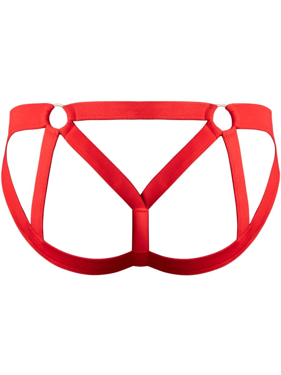 Male Power Men's Underwear 352-307 Mesh 2 Strappy Ring Jockstrap Color Red