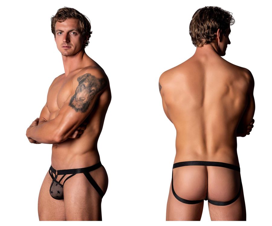 Male Power Men's Underwear 386-291 Love Star Jock with Ring Color Black