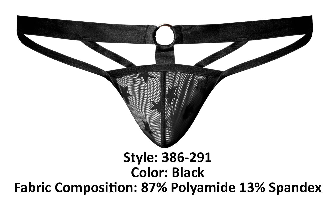 Male Power Men's Underwear 386-291 Love Star Jock with Ring Color Black