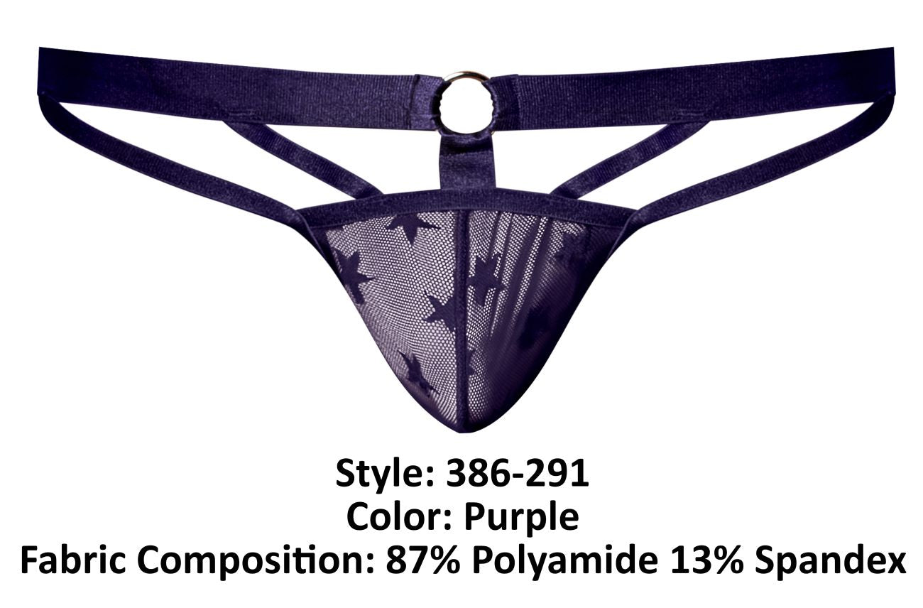 Male Power Men's Underwear 386-291 Love Star Jock with Ring Color Purple